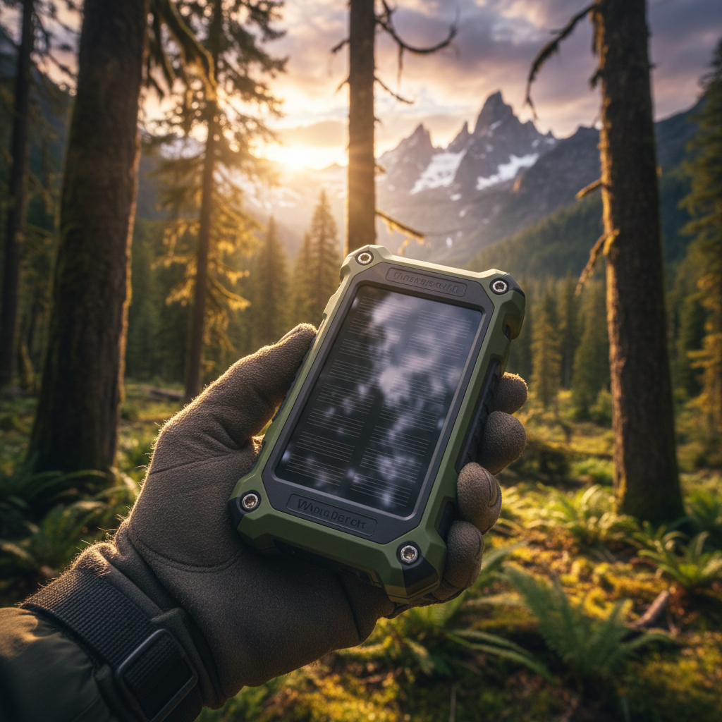 OutpostKit Solar Power Bank - hiker lifestyle shot